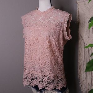 Nanette Lepore Pink Lace Blouse